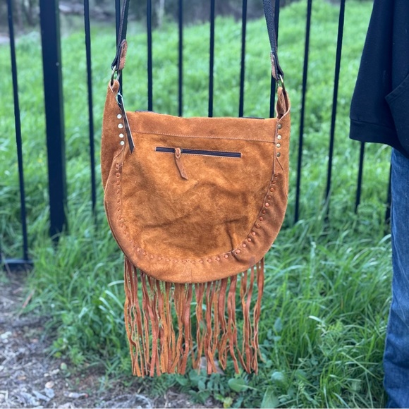 American Darling Eagle Turquoise Stone Fringe Crossbody Bag - Picture 4 of 8